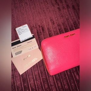 Miu Miu Hot Pink Madras Fragola Long Wallet